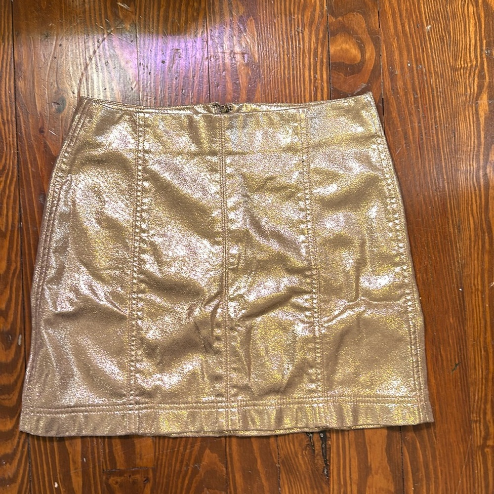 Gold mini skirt